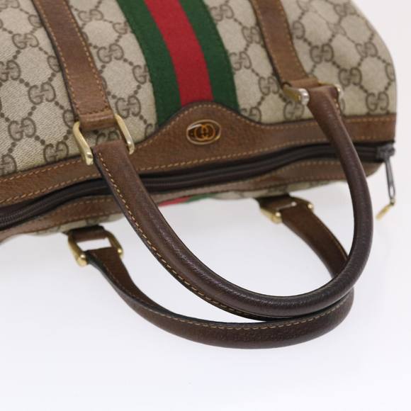 GUCCI GG Canvas Web Sherry Line Hand Bag Beige Red Green 24 012 3841 Auth 49785 - Picture 7 of 16